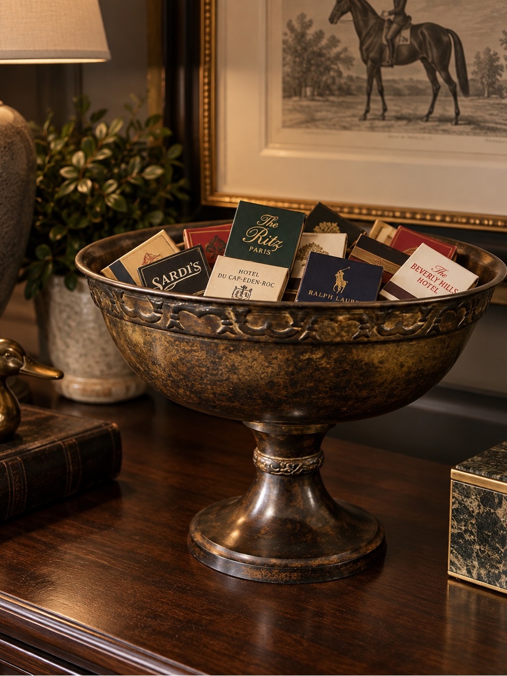 Vintage Aged Brass Pedestal Compote Bowl | Fall Centerpiece
